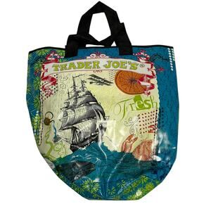 Trader Joe's Reusable Grocery Shopping Bag Pirate Ship Crab Moon Map